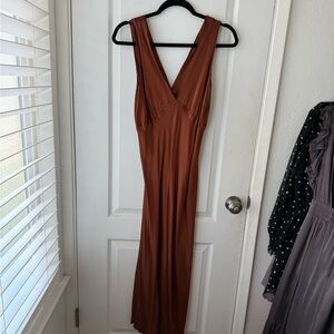 Rails Copper Silk MIDI dress